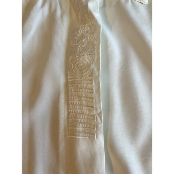 Vintage Studio IV Womens Top Medium Ivory Short Sleeve Embroidered Front - Picture 4 of 8
